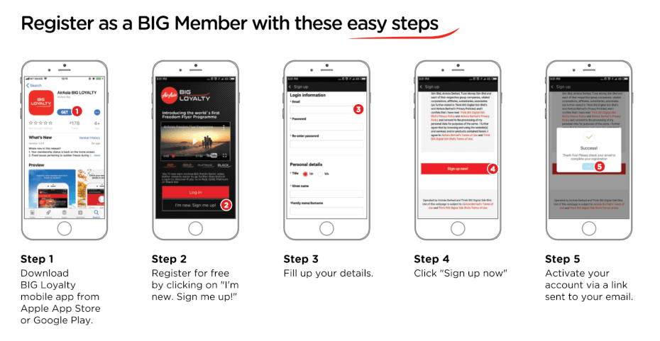 sign up as AirAsia BIG member